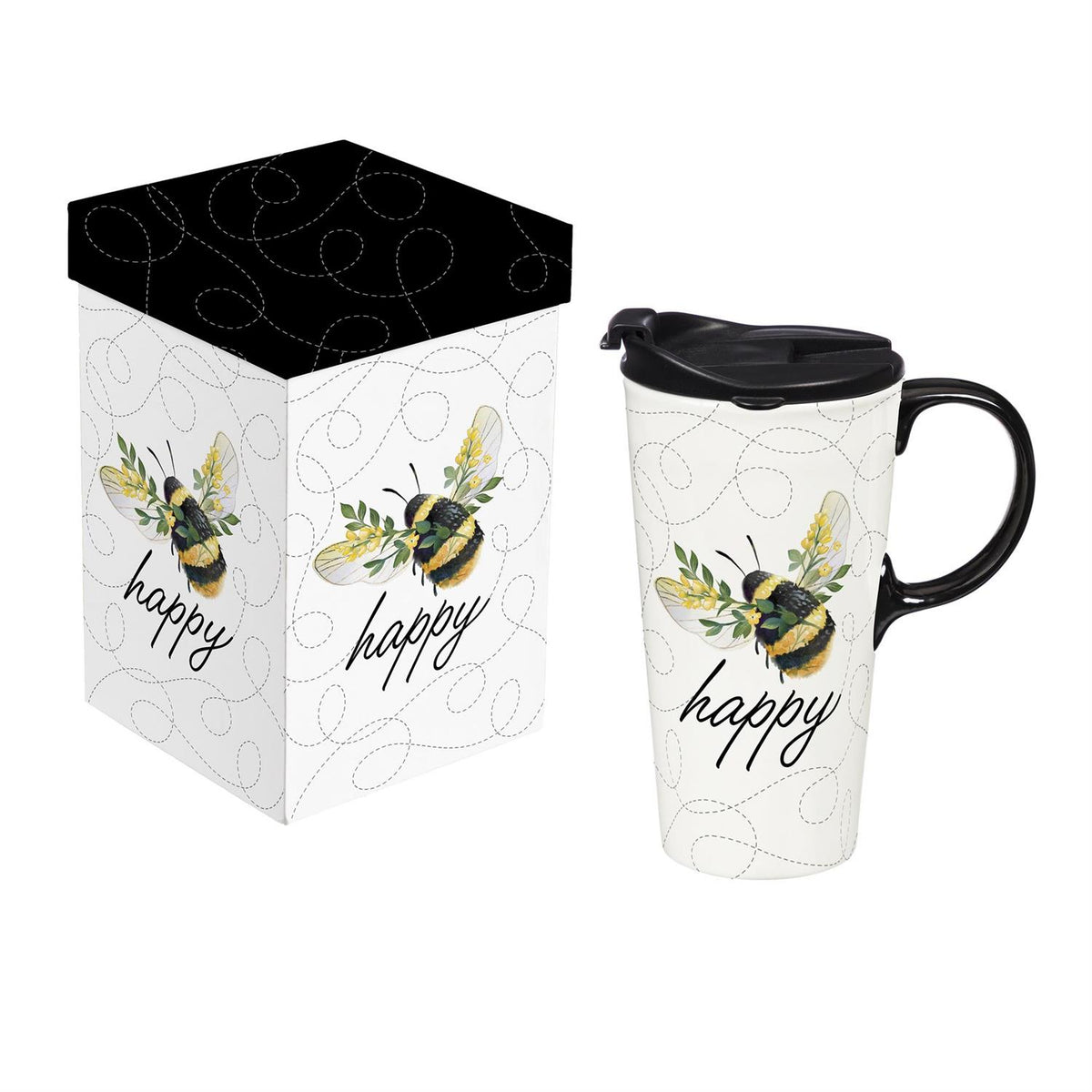 Evergreen Pollinator Garden Ceramic Perfect Cup Bee Happy