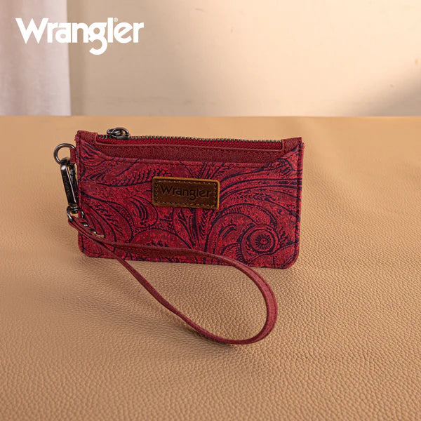 Montana West Wrangler Vintage Floral Velvet Printed Mini Zip Card Case Wristlet