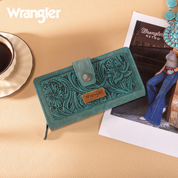 Montana West Wrangler Western Floral Tooled RFID Wallet