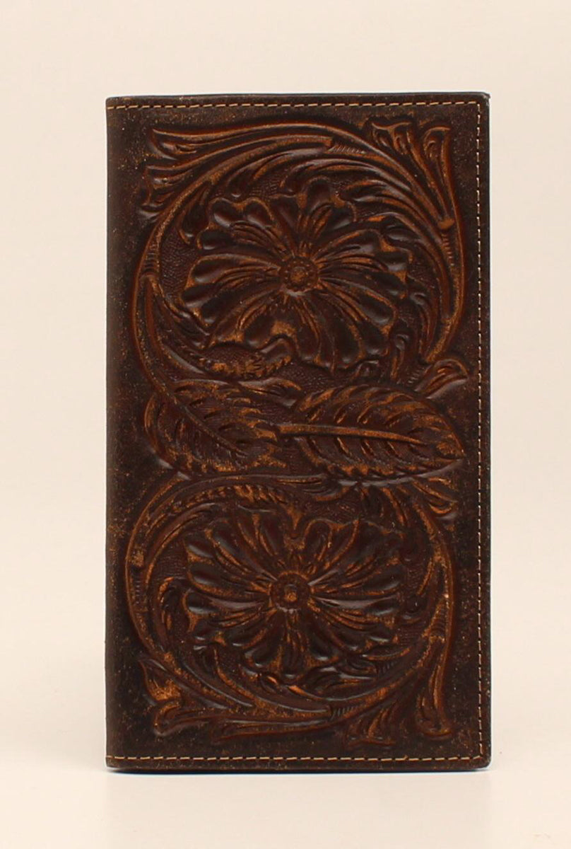 Ariat Chocolate Flower Embossed Rodeo Wallet