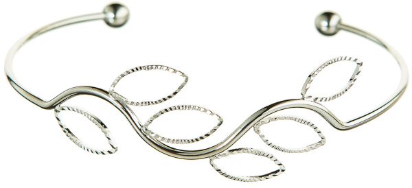 Rain Silver Leaf Wire Cuff Bracelet