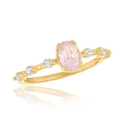 Rose Water Opal Oval Statement Gold Layers Ring