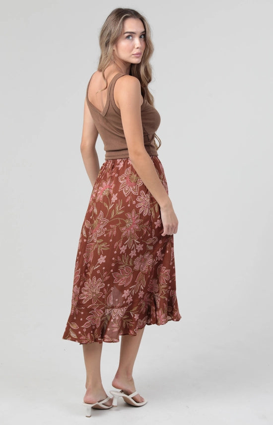 Angie Ruffle Slit Printed Skirt