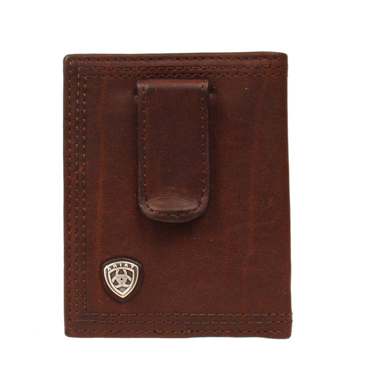 Ariat Copper Oiled Triple Stitch Bifold Money Clip