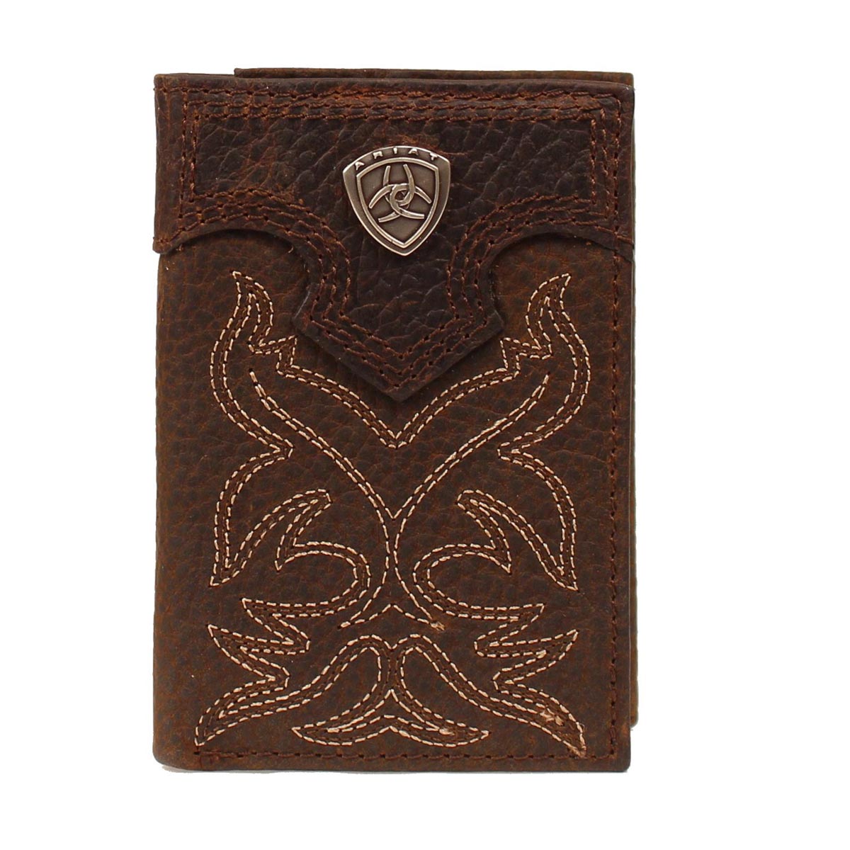 Ariat Chocolate Western Stitch Trifold Wallet