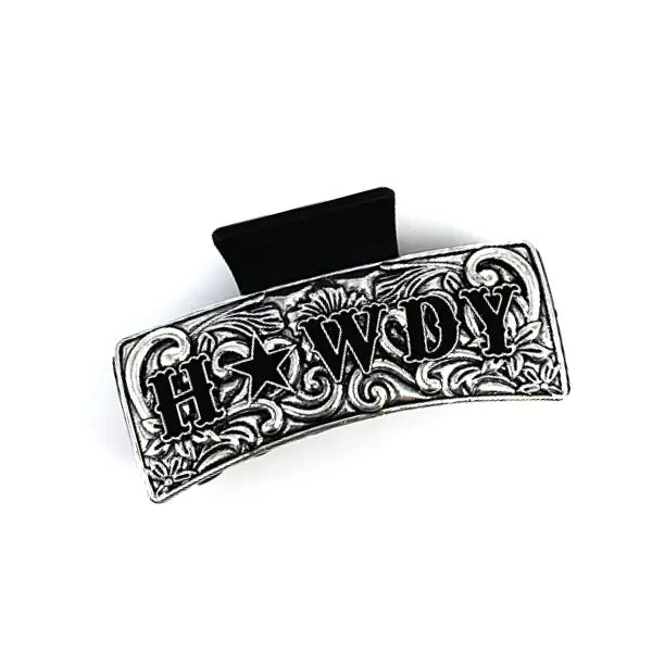 Snowing West Western Style Casting Hair Claw Howdy Silver