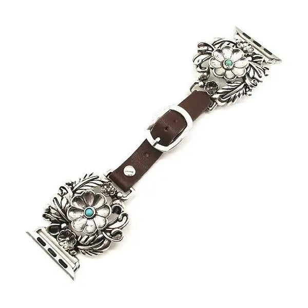 Snowing West Western Large Flower Stretch Apple Watch Band - Small