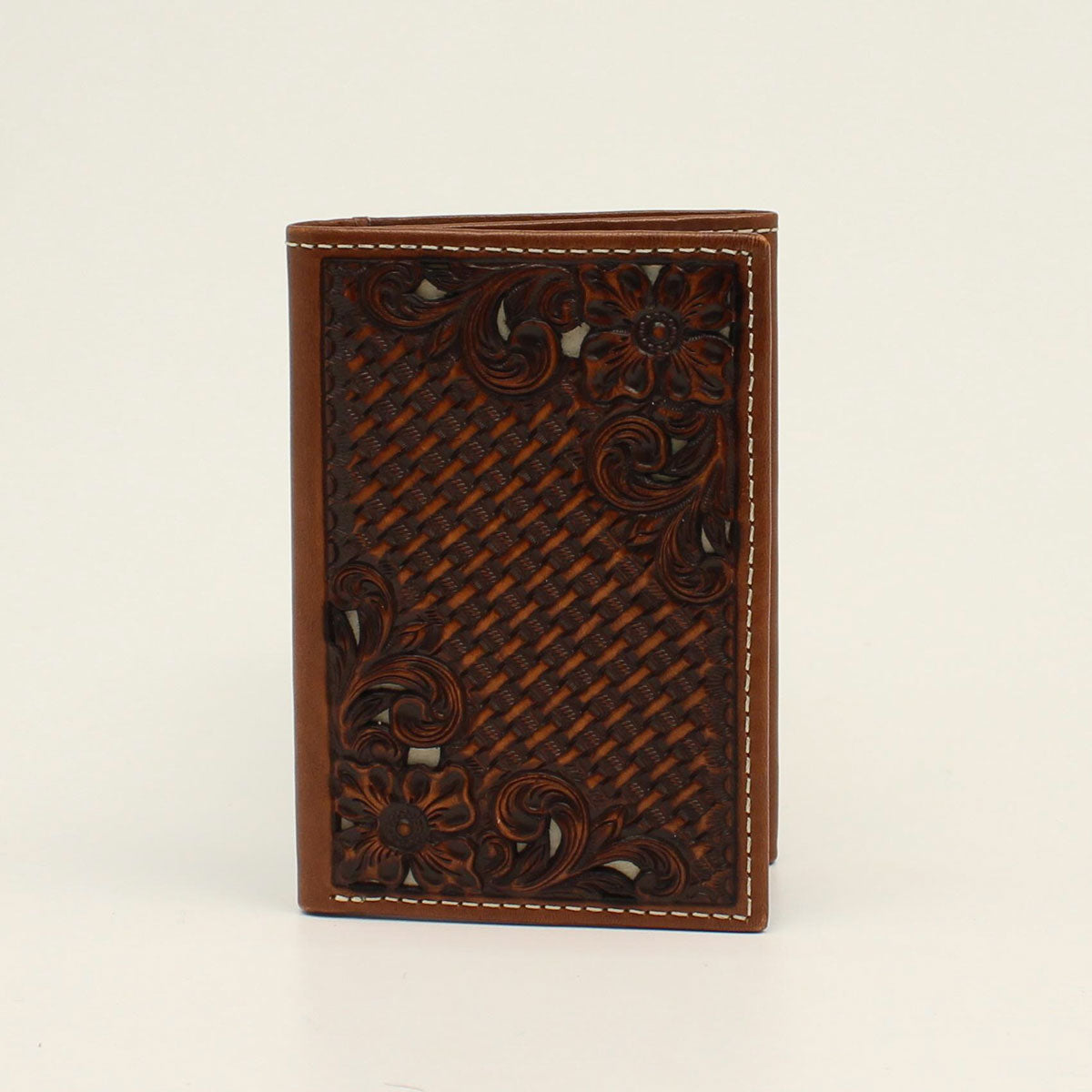 Nocona Basketweave/Flowers Trifold Wallet