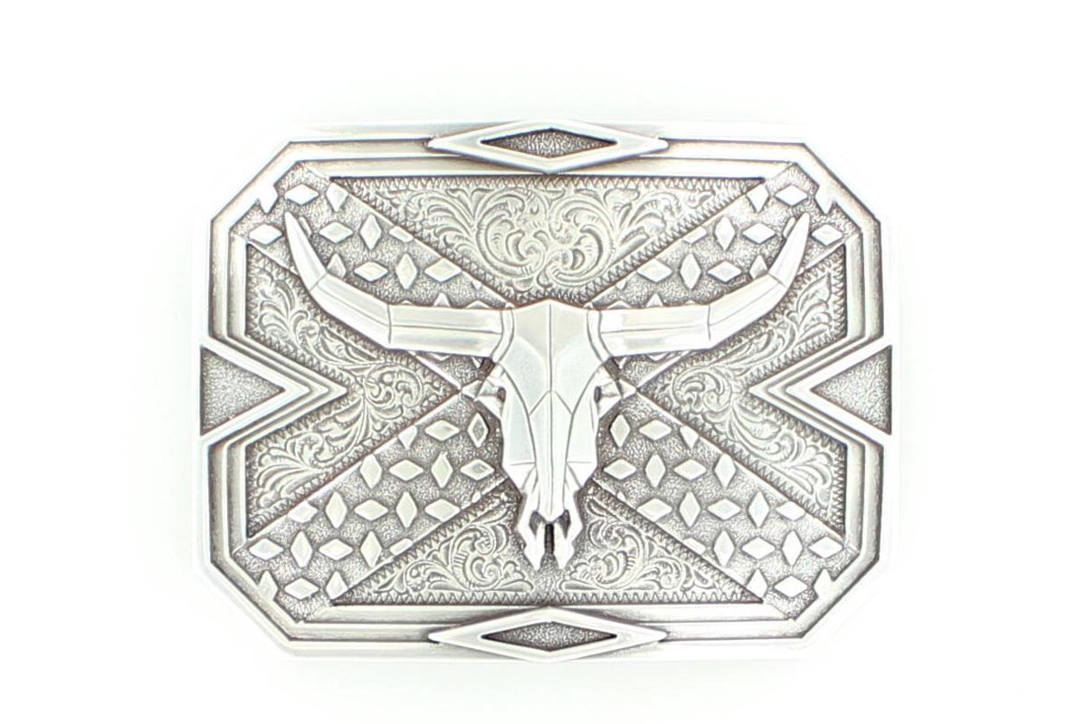 Nocona Tire Tracks/cow Skull Buckle