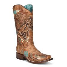 Corral Iridescent Horse Inlay Square Toe