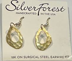 Silver Forest Hammered Gold Earring