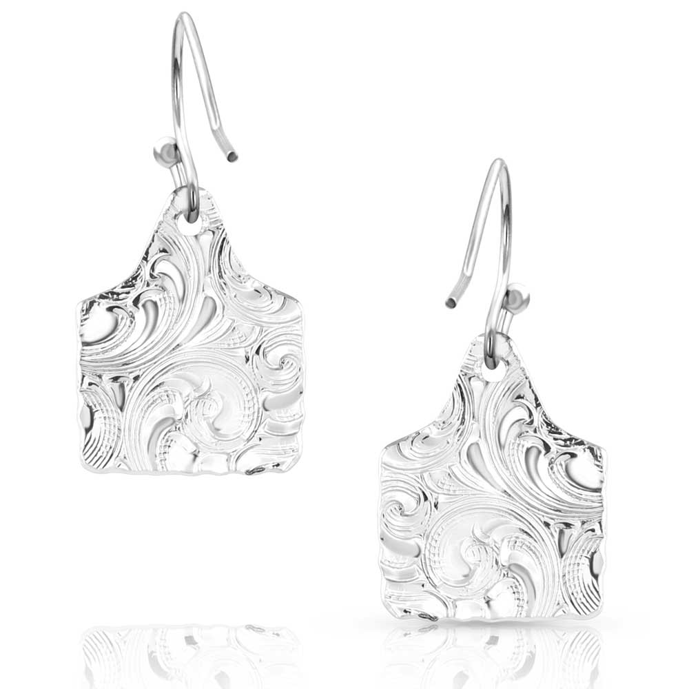Montana Silver Ear Tag Turquoise Earrings