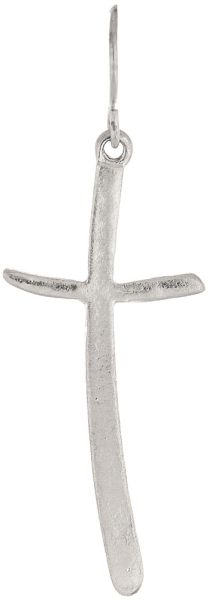 Rain Silver Cross Curved Earrings