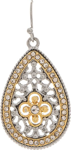 Rain Two Tone Floral Filigree Teardrop Earring