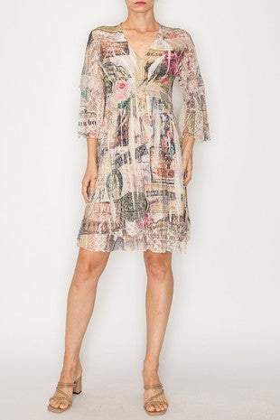 Origami Lined Lace Short Dress Rose West