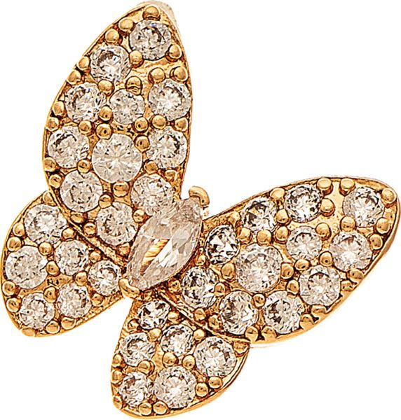Rain Gold Plate Cubic Zirconia Pave Butterfly Earring