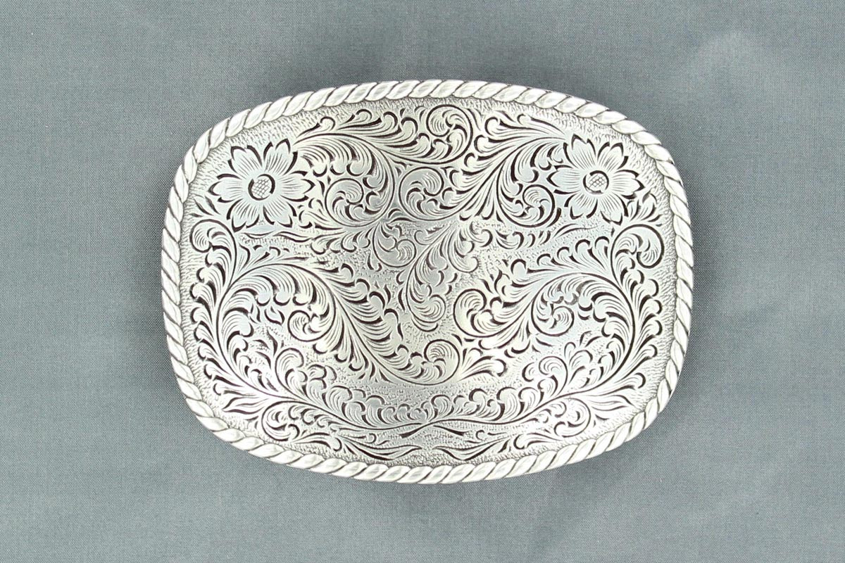 Nocona Silver Floral Scroll Belt Buckle