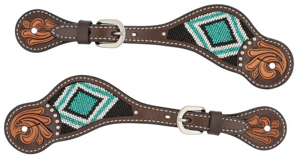 Weaver Turquoise Cross Beaded Ladies Spur Strap