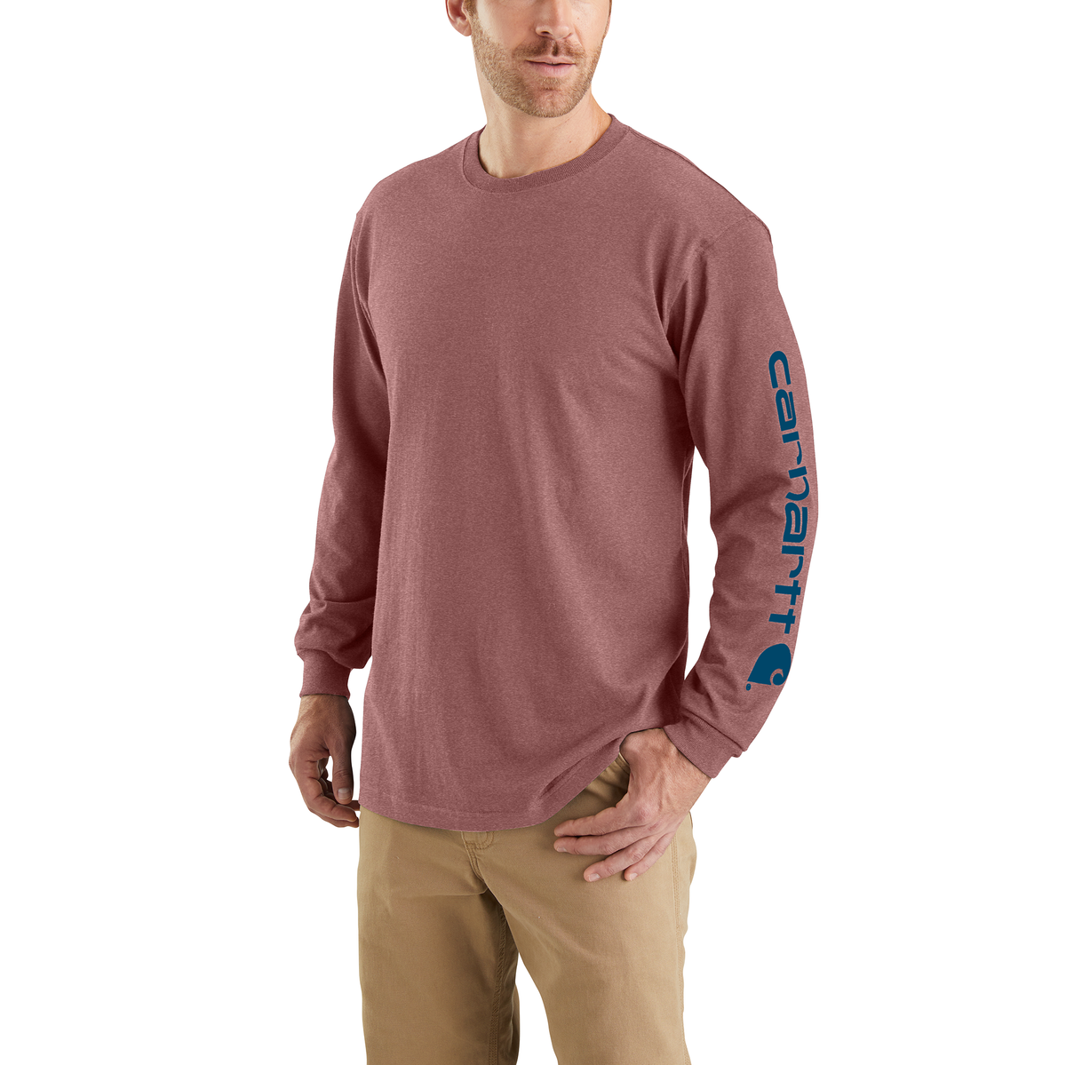 Carhartt Loose Fit Heavyweight Long Sleeve Logo Sleeve Graphic Butter Heather