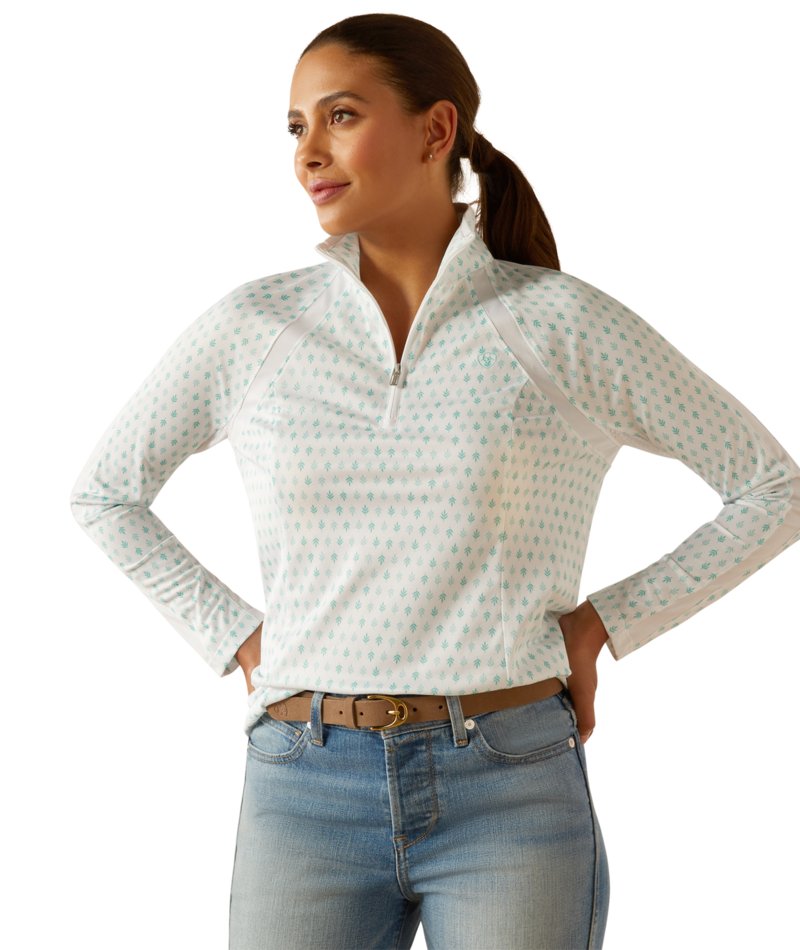 Ariat Sunstopper 3.0 1/4 Zip Baselayer Beach Glass Print
