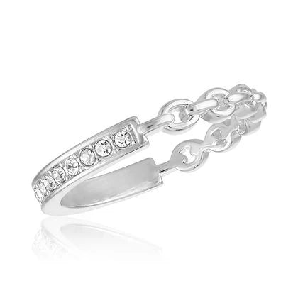 Half Chain Half CZ Stack Ring
