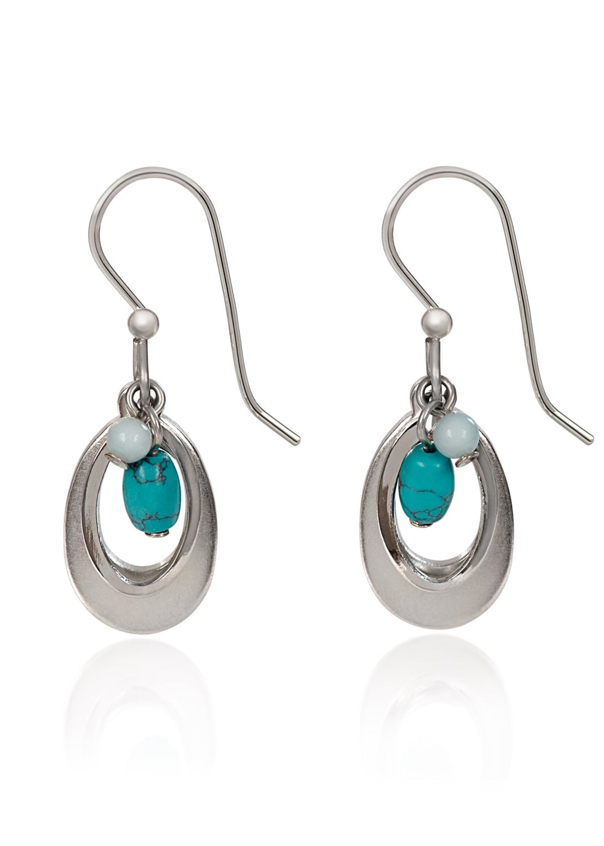 Silver Forest Earring Silver Teal Drop