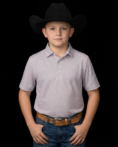 Ferrell Kid's Spade Short Sleeve Polo White