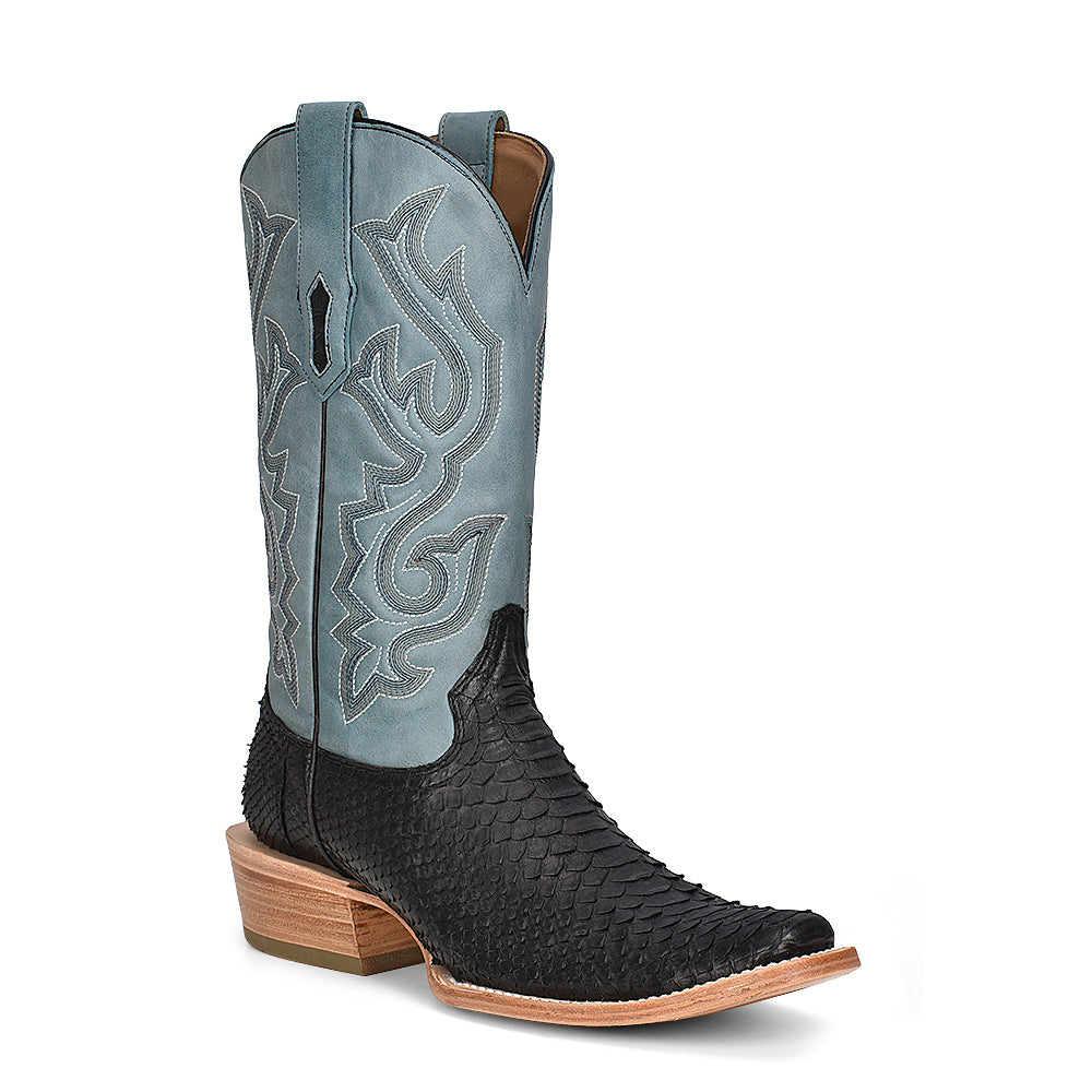 Corral Black Python/Slate Blue Cutter Toe