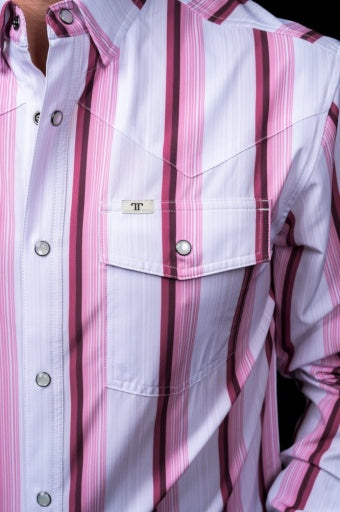 Ferrell The Tristan Long Sleeve Snap Shirt Pink