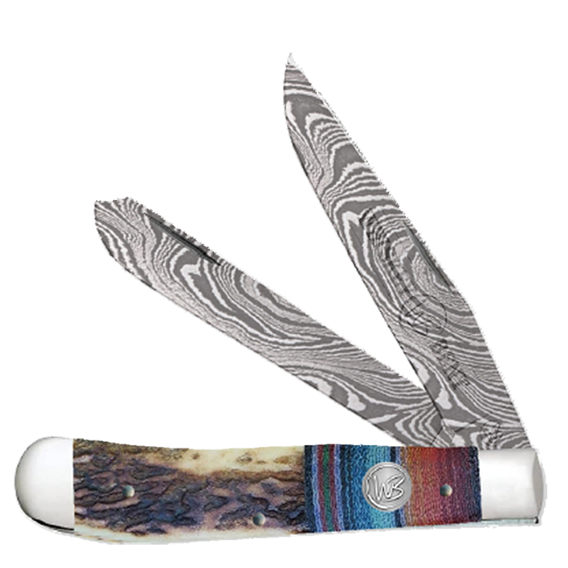 Whiskey Bent G10 Bone Damascus Bandito Trapper