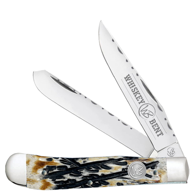 Whiskey Bent Natural Bone Carved Burnt Bone Trapper Filework