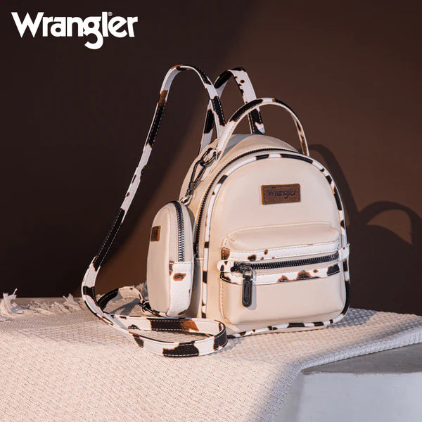 Wrangler Cow Print Trimmed Mini Backpack Coin Pouch
