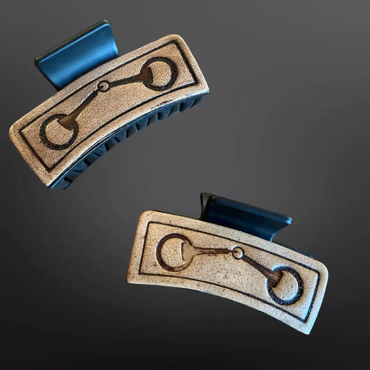 Westrian Equestrian Hair Clip With Snaffle Bit in Leather
