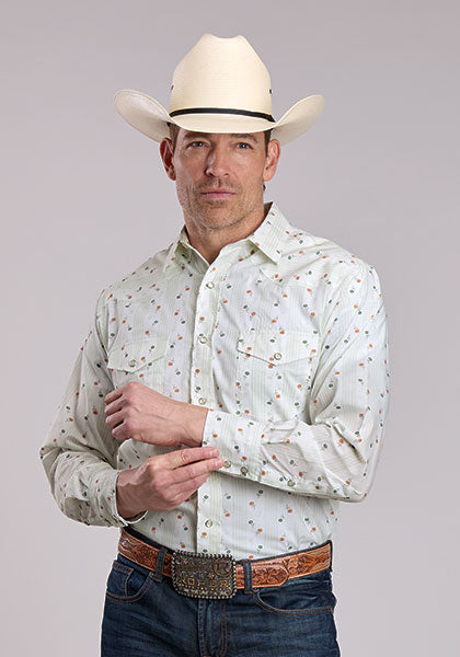 Roper Classics Long Sleeve Snap Cream Floral Print