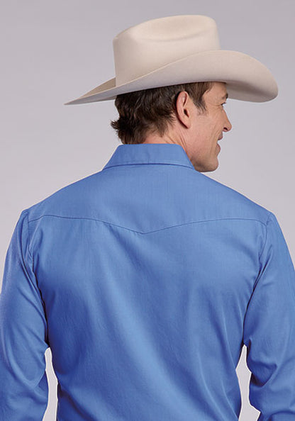 Roper Solid Blue Long Sleeve Snap Shirt