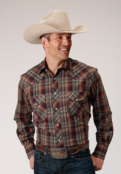 Roper Brown Plaid Snap