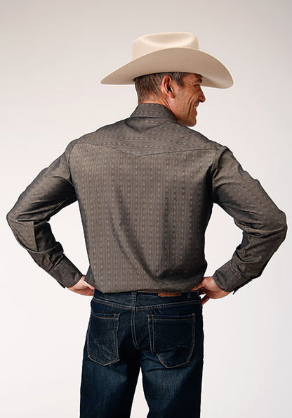 Roper Vertical Print Charcoal Grey Snap