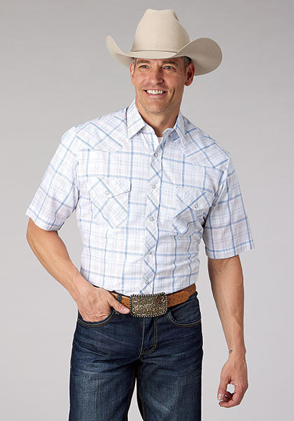 Roper SS White/Blue/Tan Windowpane