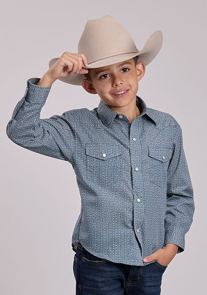 Roper Kids Long Sleeve Snap Shirt Floral Wallpaper Print