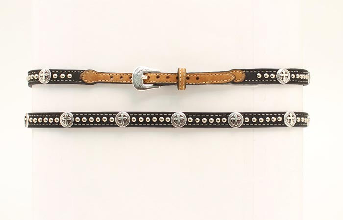 M&F Black Studded Cross Concho Hatband