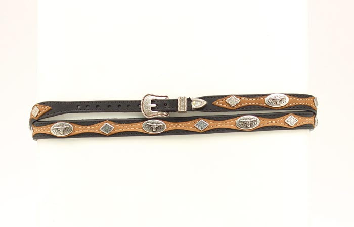 M&F Black/brown Steer Head Concho Hatband