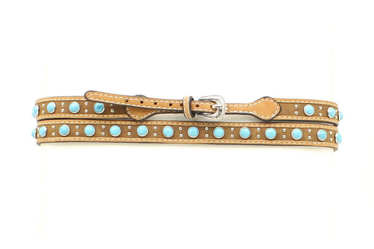 Turquoise Studded Brown Hatband