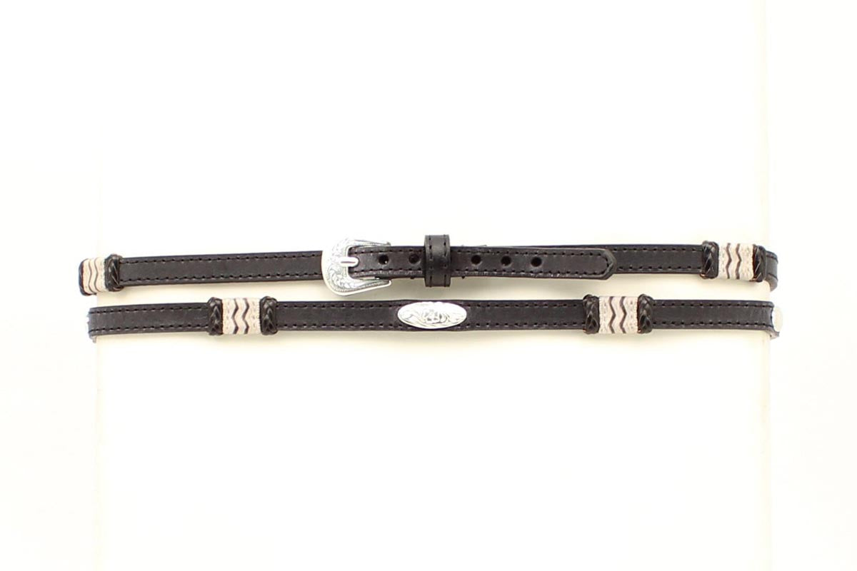 Black Rawhide and Oval Concho Hatband
