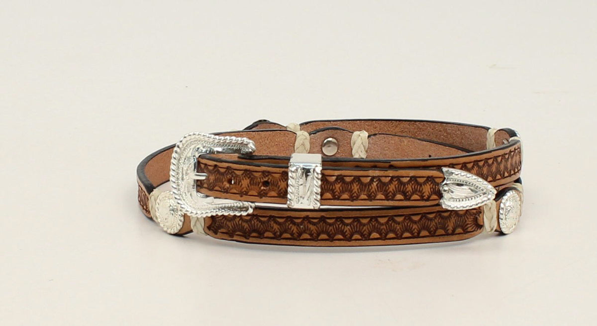 M&F Tan Rawhide/concho Hatband