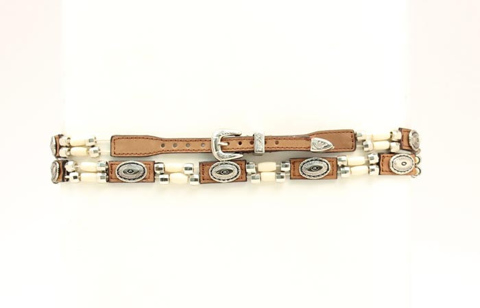 M&F Tan Bead/concho Hatband
