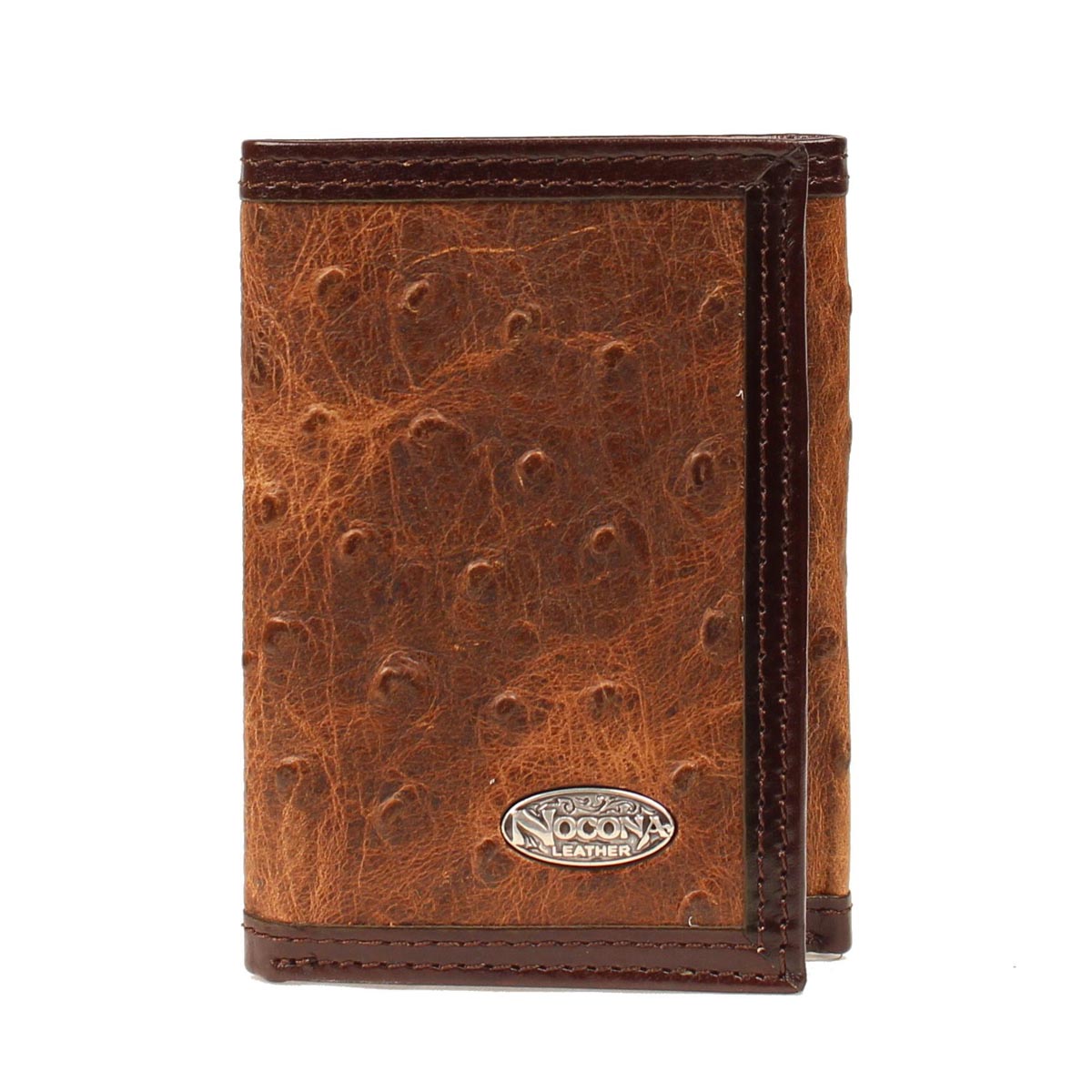 Nocona Full Quill Ostrich Print Trifold Wallet