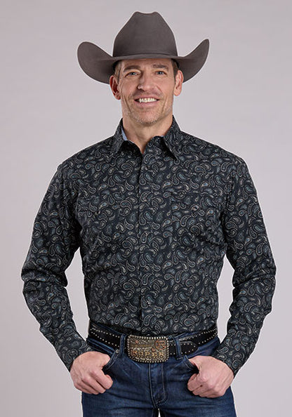 Roper West Made Black Paisley Long Sleeve Shirt