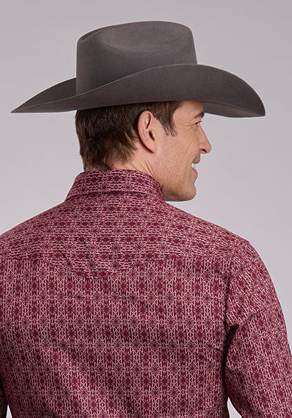 Roper Aztec Print Long Sleeve Snap Shirt Red