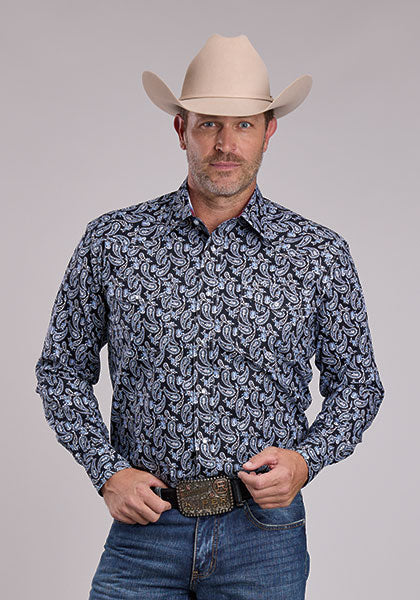 Roper Amarillo Long Sleeve Snap Woodcut Paisley