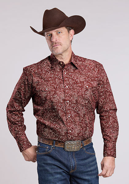 Roper Amarillo Snap Pume Paisley Red